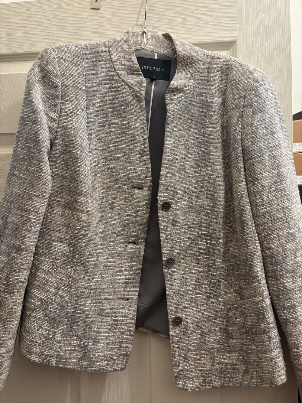 Lafayette 148 New York Heathered Gray Open-Front Blazer